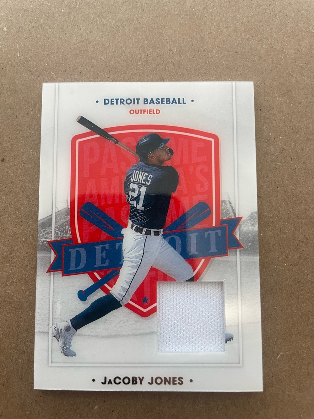 JACOBY JONES 2021 CHRONICLES AMERICA'S PASTIME JERSEY RELIC #58 TIGERS